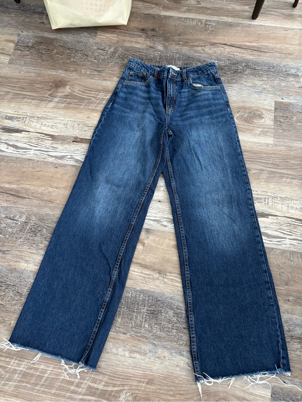 Mango Dark Blue Wide Leg Jeans, Sz 6